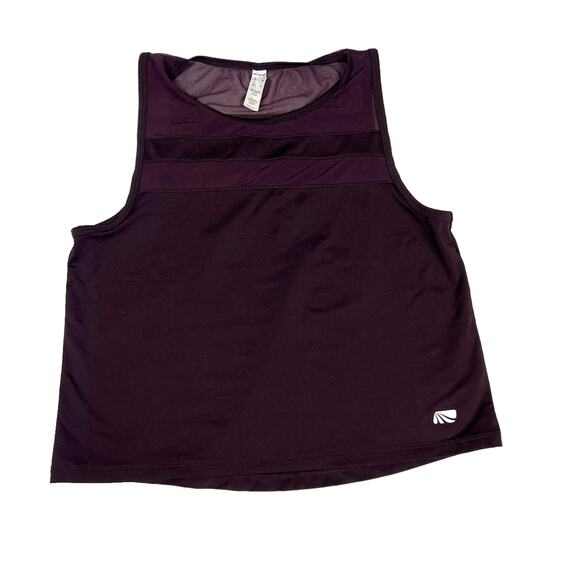 Marika Tank Top Mesh Round Neck Pullover Stretch Activewear Burgundy Women's S - Picture 1 of 9